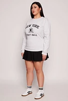 Womens Plus New York Football Embroidered Sweatshirt, Grey,