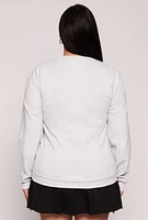 Womens Plus Size New York Football Embroidered Sweatshirt, Grey, Size 3X