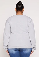 Womens Plus Size New York Football Embroidered Sweatshirt, Grey, Size 2X