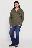 Womens Plus Size 1985 New York City Bear Zip Front Hoodie, Green, Size 3X