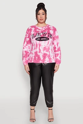 Womens Plus Size Love Velvet Burnout Graphic Sweatshirt, Pink, Size 3X