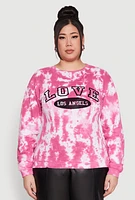 Womens Plus Size Love Velvet Burnout Graphic Sweatshirt, Pink, Size 2X