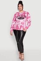 Womens Plus Size Love Velvet Burnout Graphic Sweatshirt, Pink, Size 3X