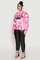 Womens Plus Size Love Velvet Burnout Graphic Sweatshirt, Pink, Size 2X