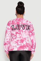 Womens Plus Size Love Velvet Burnout Graphic Sweatshirt, Pink, Size 2X