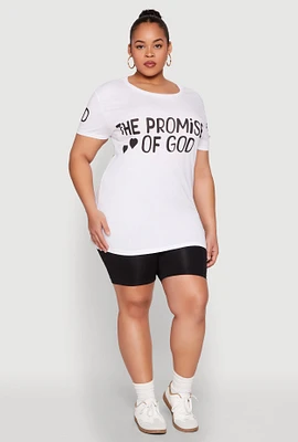 Womens Plus Size The Promises Of God Graphic Tee, White, Size 2X