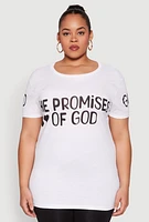 Womens Plus Size The Promises Of God Graphic Tee, White, Size 2X