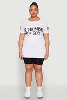 Womens Plus Size The Promises Of God Graphic Tee, White, Size 2X