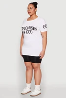 Womens Plus Size The Promises Of God Graphic Tee, White, Size 2X