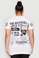 Womens Plus Size The Promises Of God Graphic Tee, White, Size 2X