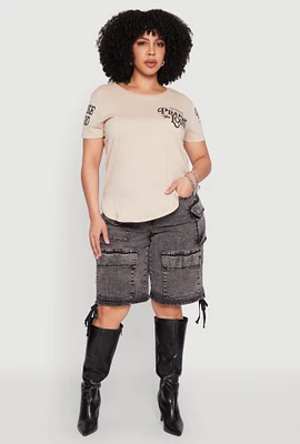 Womens Plus Size Praise The Lord Graphic T Shirt, Beige, Size 2X