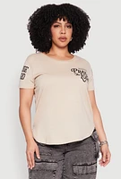 Womens Plus Size Praise The Lord Graphic T Shirt, Beige, Size 2X