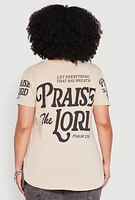Womens Plus Size Praise The Lord Graphic T Shirt, Beige, Size 2X