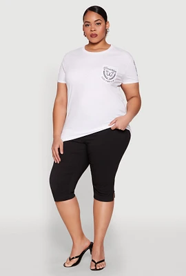 Womens Plus Size Good Vibes Club Graphic Tee, White, Size 1X