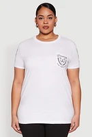 Womens Plus Size Good Vibes Club Graphic Tee, White, Size 1X