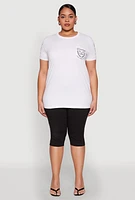Womens Plus Size Good Vibes Club Graphic Tee, White, Size 1X