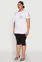 Womens Plus Size Good Vibes Club Graphic Tee, White, Size 1X