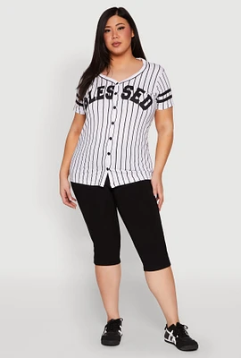 Womens Plus Size Blessed 1 Graphic Baseball Shirt, Multi, Size 3X