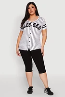 Womens Plus Size Blessed 1 Graphic Baseball Shirt, Multi, Size 3X
