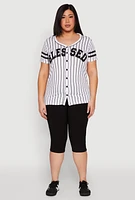 Womens Plus Size Blessed 1 Graphic Baseball Shirt, Multi, Size 1X