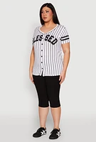 Womens Plus Size Blessed 1 Graphic Baseball Shirt, Multi, Size 3X