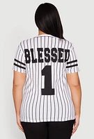Womens Plus Size Blessed 1 Graphic Baseball Shirt, Multi, Size 3X