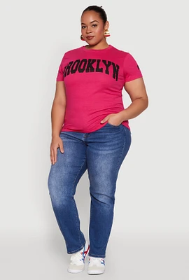 Womens Plus Brooklyn Graphic Tee, Pink,