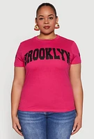 Womens Plus Brooklyn Graphic Tee, Pink,