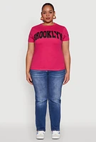Womens Plus Size Brooklyn Graphic Tee, Pink, Size 3X