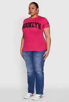 Womens Plus Brooklyn Graphic Tee, Pink,