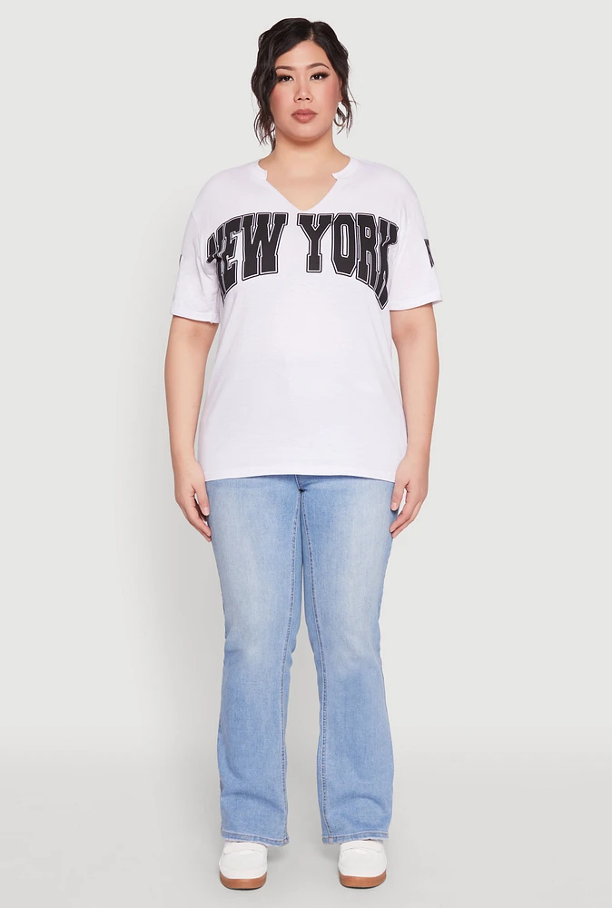 Womens Plus Size New York Graphic Tee, White, Size 3X