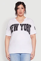 Womens Plus Size New York Graphic Tee, White, Size 3X