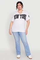 Womens Plus Size New York Graphic Tee, White, Size 3X