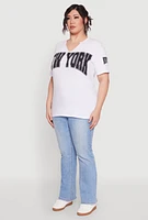 Womens Plus Size New York Graphic Tee, White, Size 3X