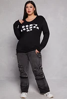 Womens Plus Size Chenille Dont Bother Me Sweatshirt, Black, Size 1X