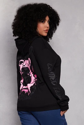 Womens Plus Size Limited Edition Bear Graphic Hoodie, Black, Size 2X