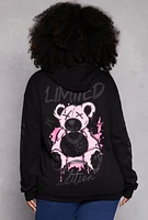 Womens Plus Size Limited Edition Bear Graphic Hoodie, Black, Size 1X