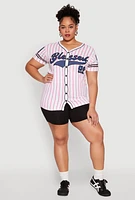 Womens Plus Size Blessed 99 Graphic Baseball Shirt, Multi, Size 2X