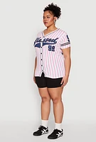 Womens Plus Size Blessed 99 Graphic Baseball Shirt, Multi, Size 2X