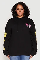 Womens Plus Size Positive Good Vibes Always Smile Hoodie, Black, Size 2X