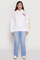 Womens Plus Size Positive Good Vibes Always Smile Hoodie, White, Size 2X