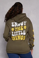 Womens Plus Size Enjoy The Little Things Hoodie, Green, Size 3X