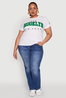 Womens Plus Size 1898 Brooklyn Graphic Tee, White, Size 1X