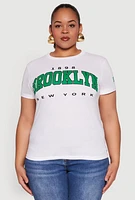 Womens Plus Size 1898 Brooklyn Graphic Tee, White, Size 1X
