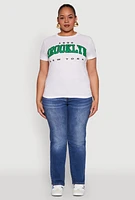 Womens Plus Size 1898 Brooklyn Graphic Tee, White, Size 1X
