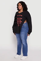 Womens Plus Size She Graphic Side Slit Tunic Sweatshirt, Black, Size 3X