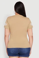 Womens Plus Size Love Yourself Bear Graphic Tee, Beige, Size 2X