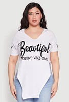 Womens Plus Size Beautiful Graphic Tee, White, Size 1X