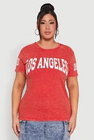 Womens Plus Size Mineral Wash Los Angeles Graphic Tee, Red, Size 1X