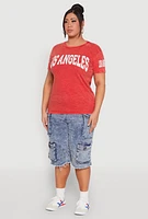 Womens Plus Size Mineral Wash Los Angeles Graphic Tee, Red, Size 1X
